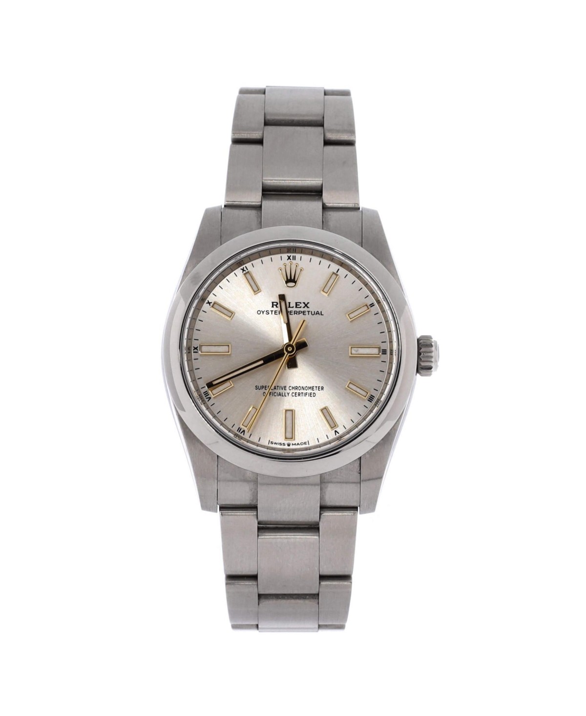 PreOwned Rolex Oyster Perpetual Automatic Watch in Stainless Steel 34mm  Dial color silver