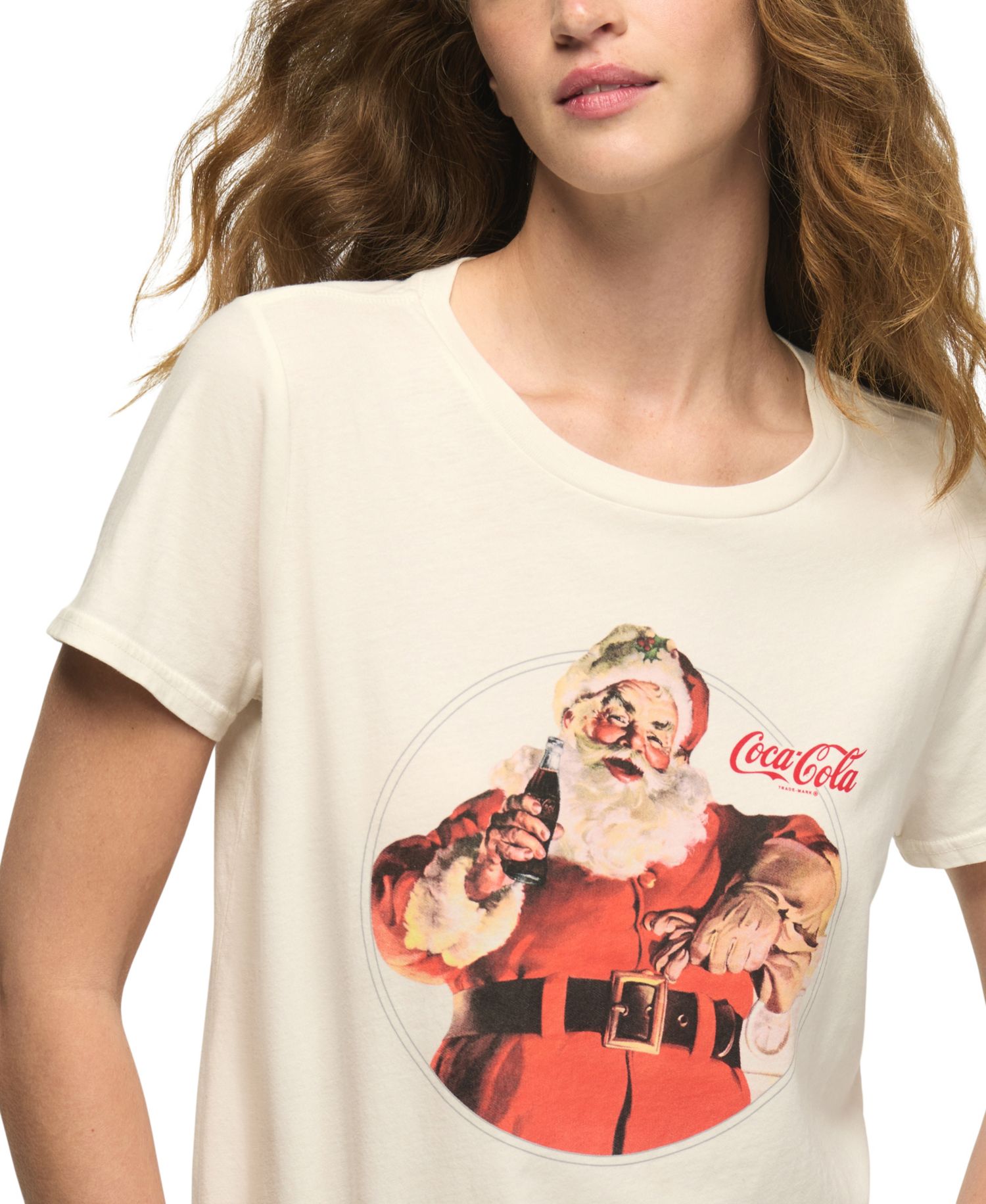 Women's Coca Cola Santa Classic Crewneck Retro Graphic T-Shirt