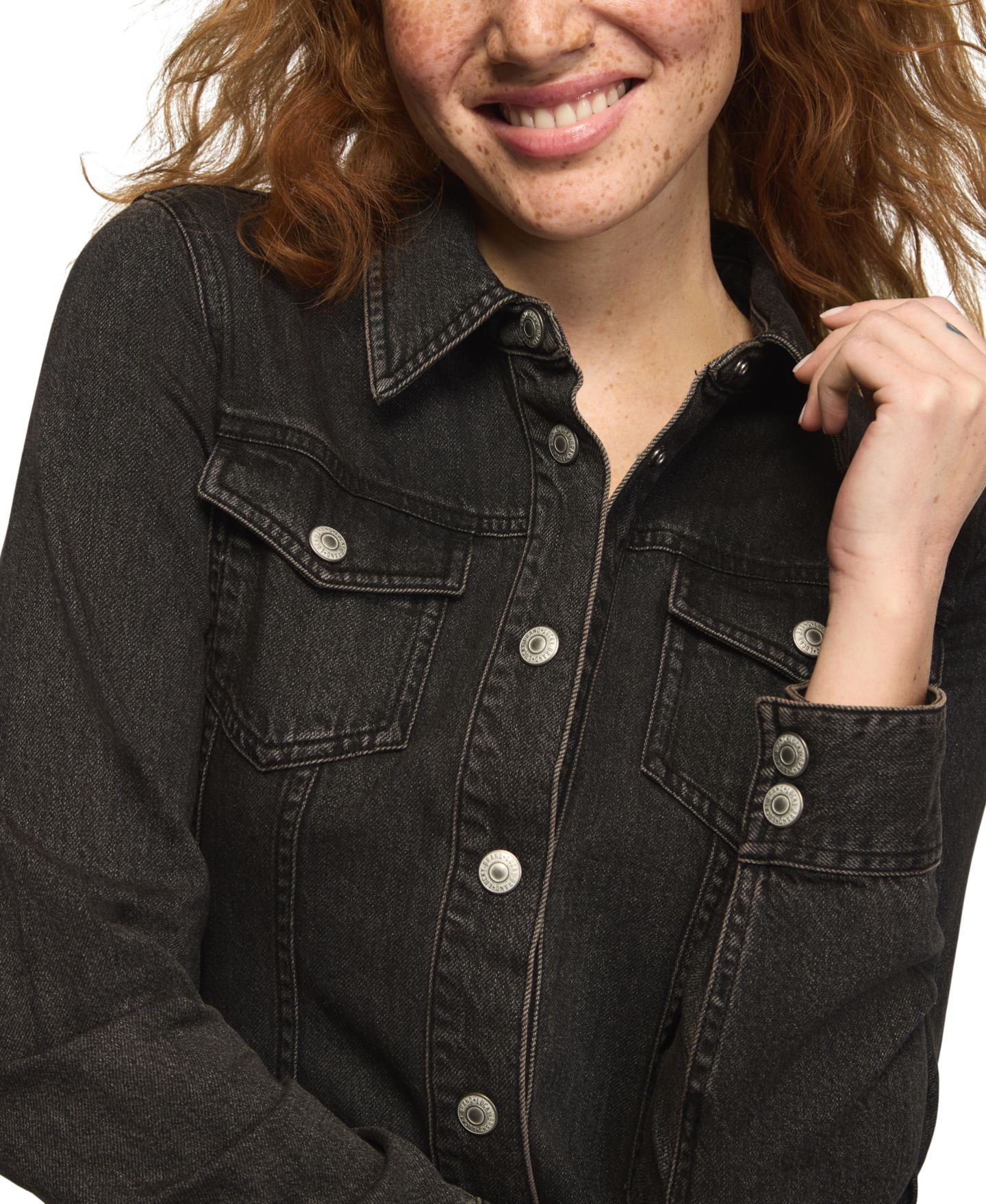 Женское платье Lucky Brand Long-Sleeve Mini Denim Shirt Dress, цвет: Чёрный дымчатый варёный — фото 5