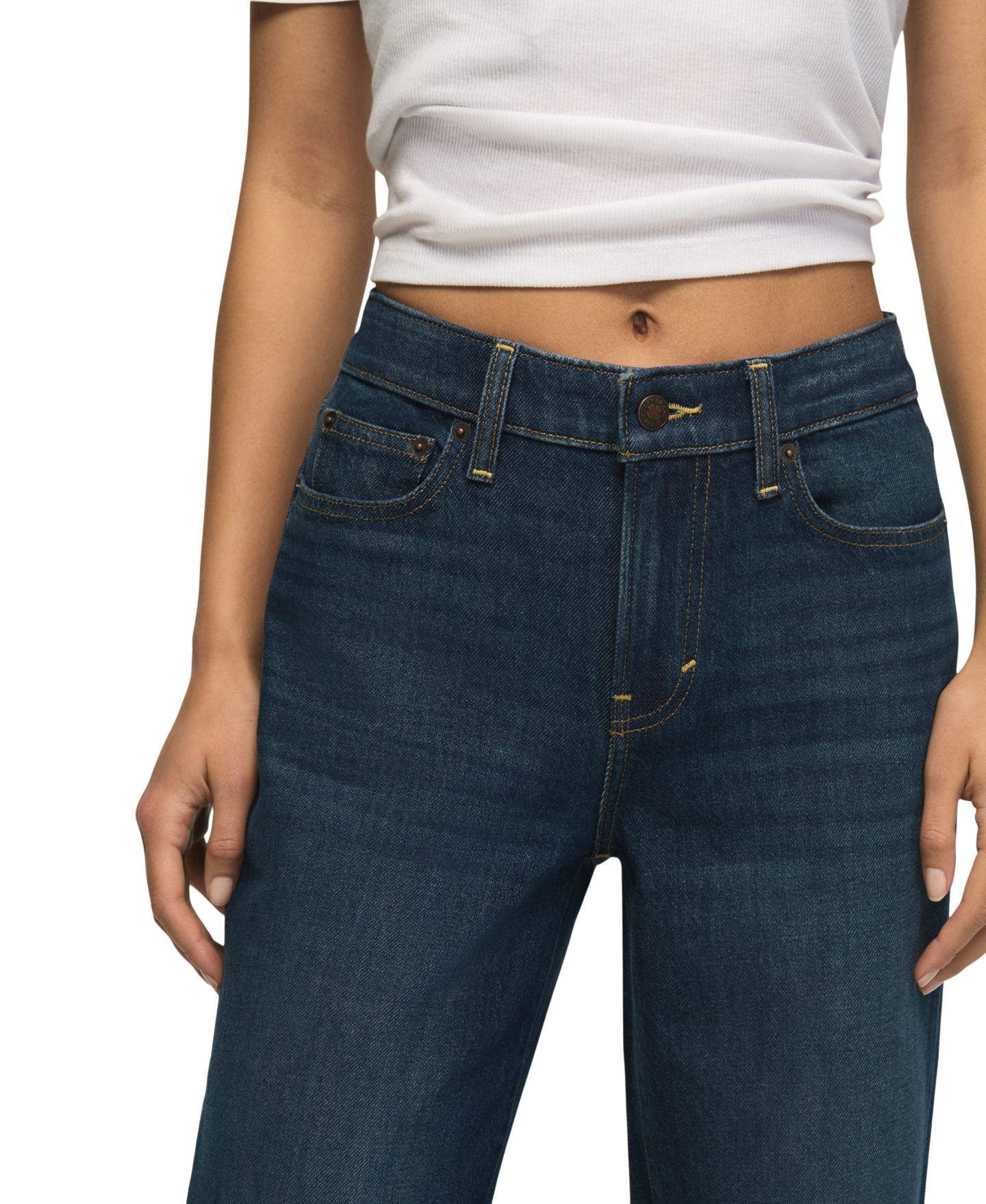 Женские джинсы Lucky Brand Mid Rise Curvy Baggy Wide Leg, цвет: Чернильный варёный — фото 4