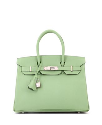 Pre-Owned Hermes Birkin 30 Handbag Green Epsom with Palladium Hardware