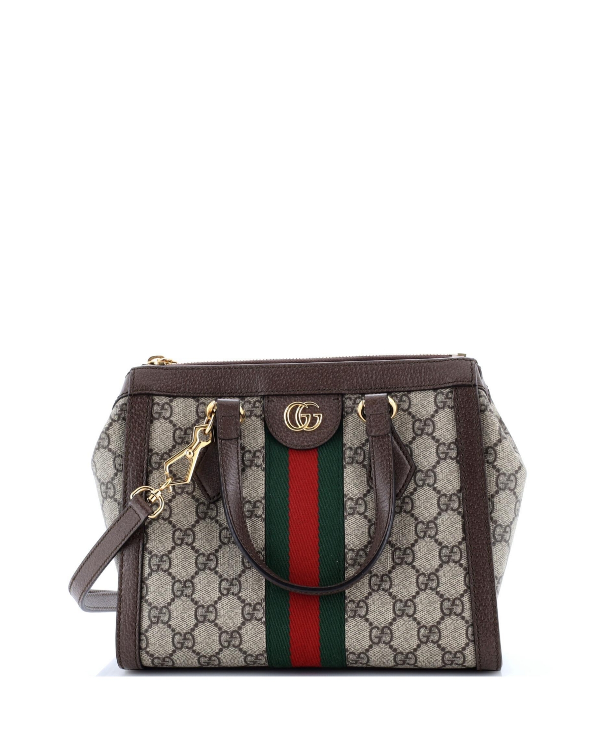 Pre-Owned Gucci Small Ophidia Top Handle Tote Gg Coated Canvas - Brown