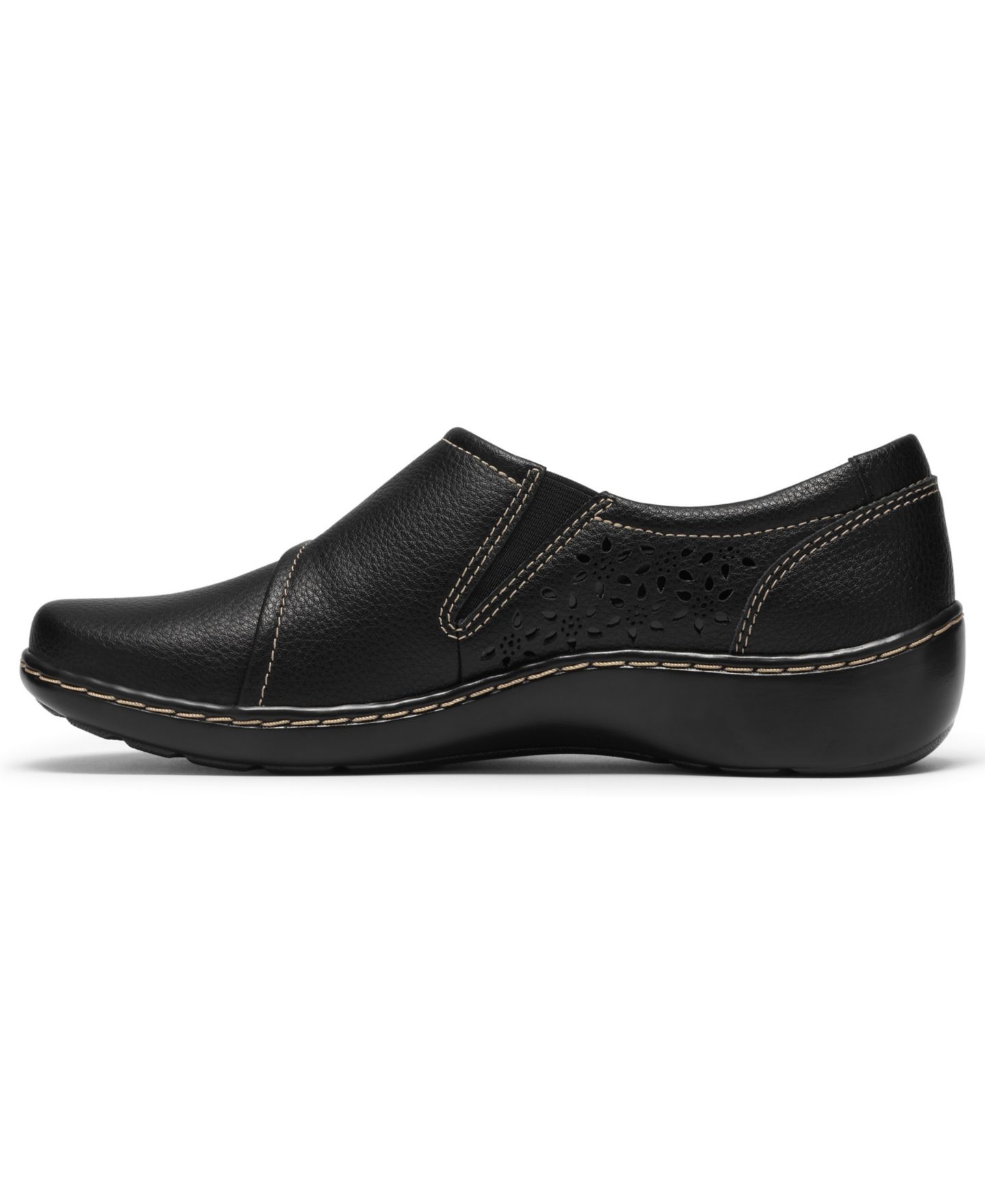 Женские балетки Clarks Cora Teagan Perforated Leather Mary Jane Flats, цвет: Чёрный кожаный — фото 6