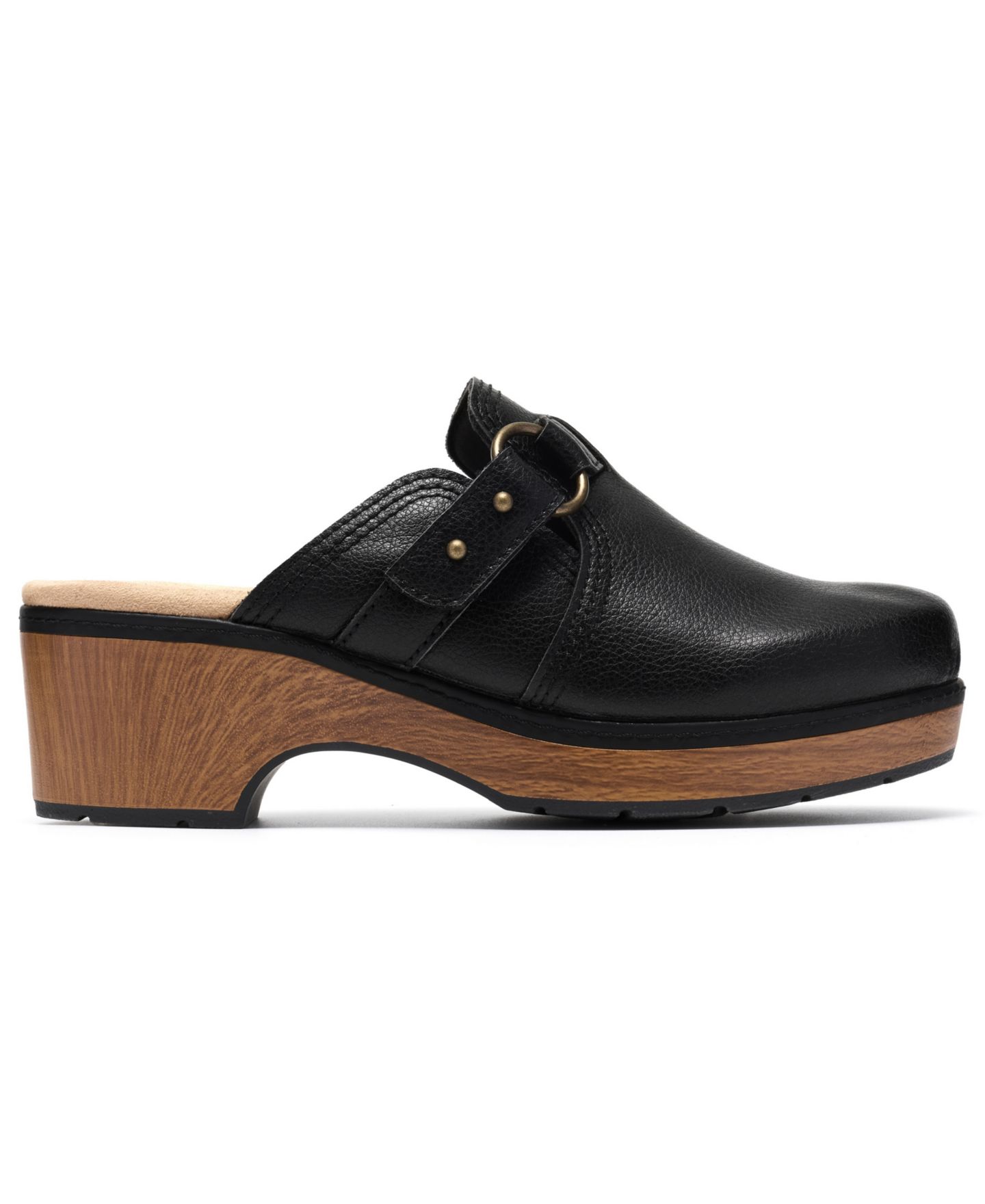 Женские сабо Clarks Paizlee Ali Leather Block Heel Mule, цвет: Чёрный кожаный — фото 2