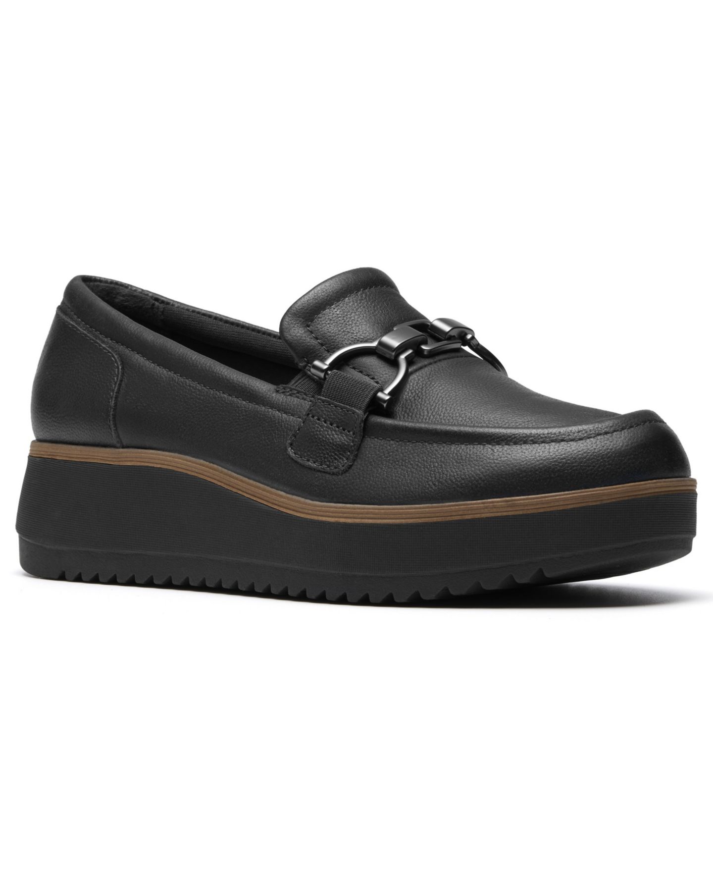 Женские туфли Clarks Zylah Erin Platform Round Toe Leather, цвет: Чёрный кожаный — фото 1