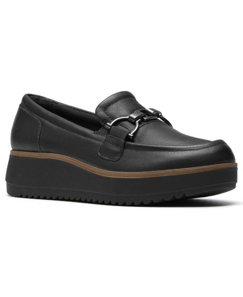 Женские туфли Clarks Zylah Erin Platform Round Toe Leather, цвет: Чёрный кожаный
