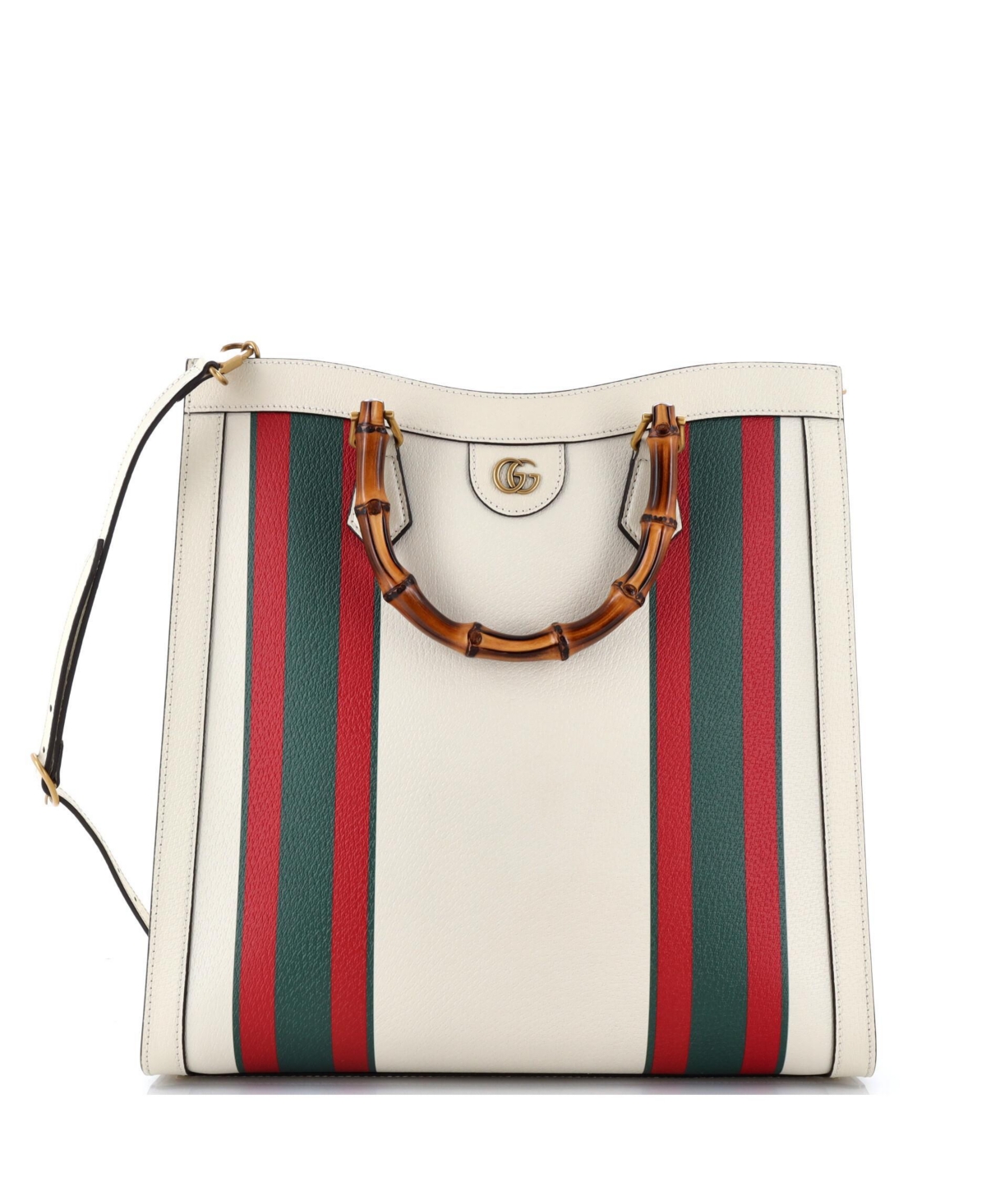 Pre-Owned Gucci Large Diana Nm Bamboo Handle Tote Printed Leather - Natural