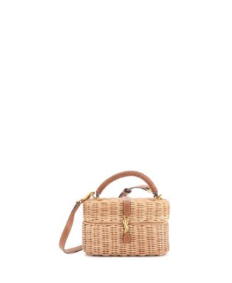 Gaby Top-Handle Wicker Mini Vanity Bag, 7"W x 4.5"H x 2.5"D