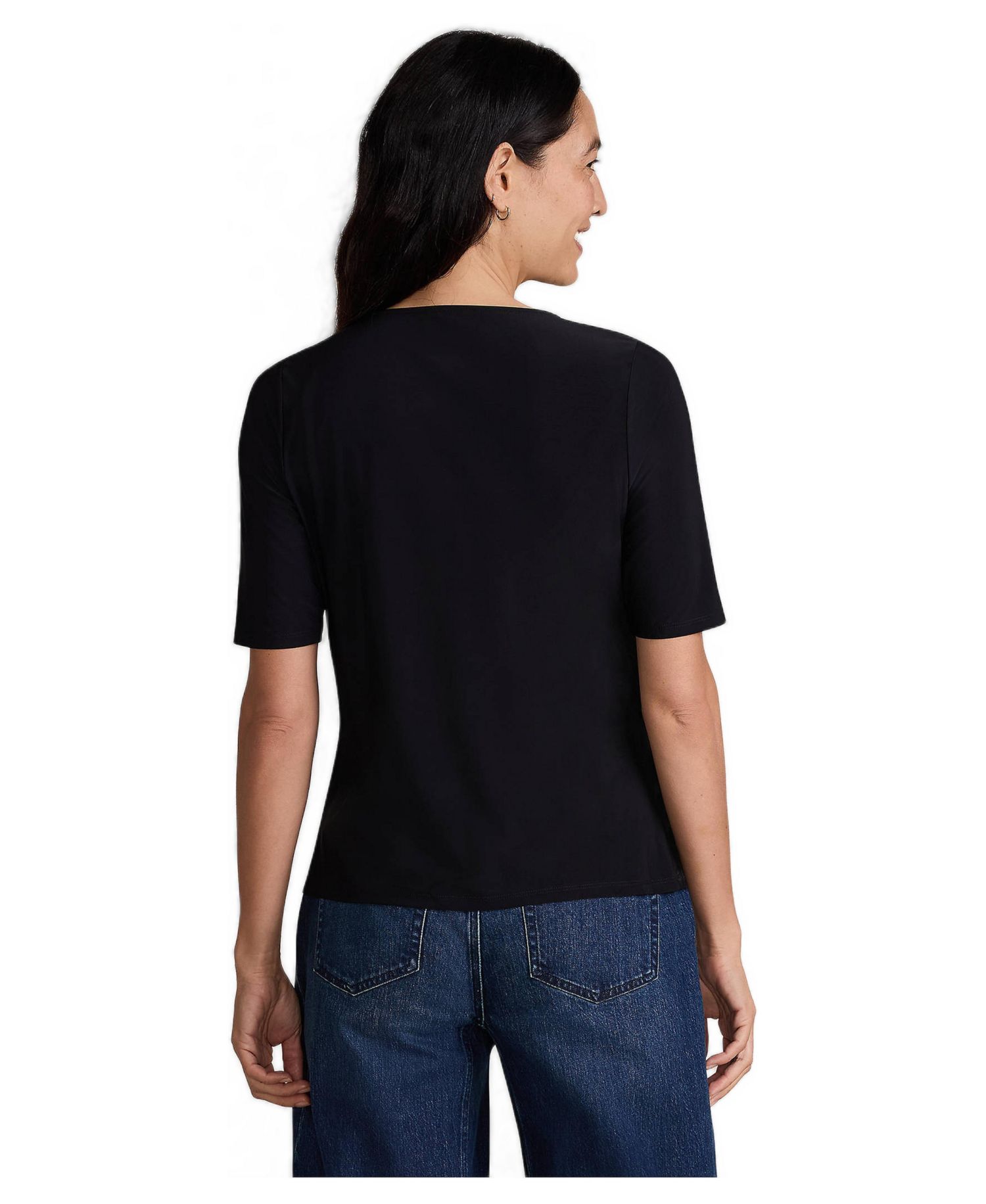 Women's Elbow-Sleeve Bateau Neckline Ruched Blouse