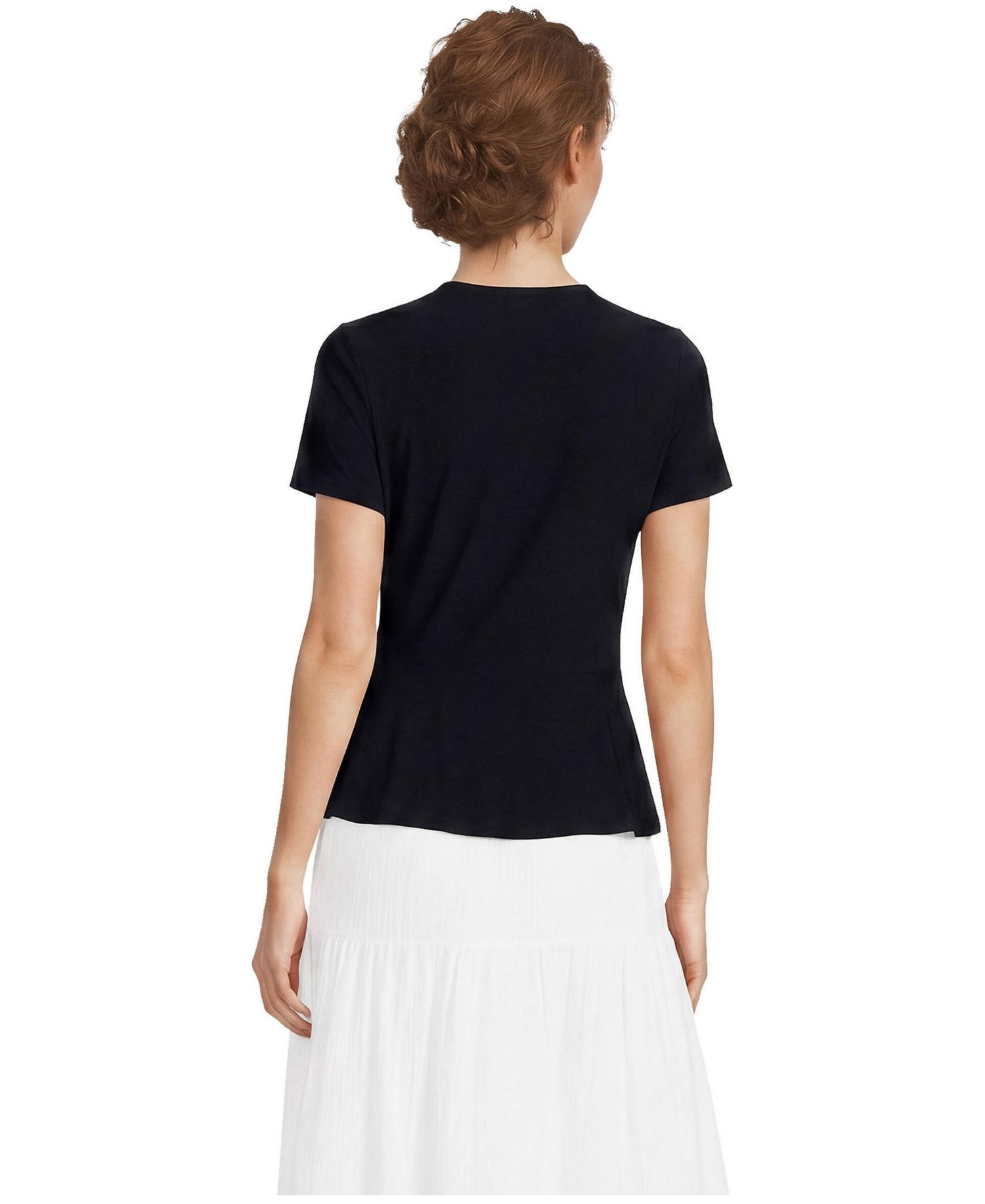 Women's Short-Sleeve V-Neck Peplum Blouse