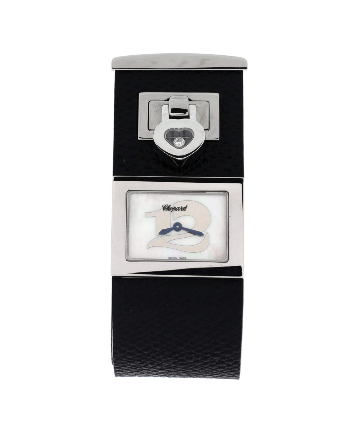 Pre-Owned Chopard Happy Twelve Quartz Watch in Satinless Steel and Leather with Diamond 26mm