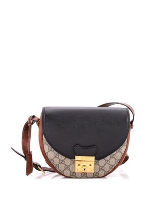 Padlock Saddle GG Coated Canvas and Leather Shoulder Bag
