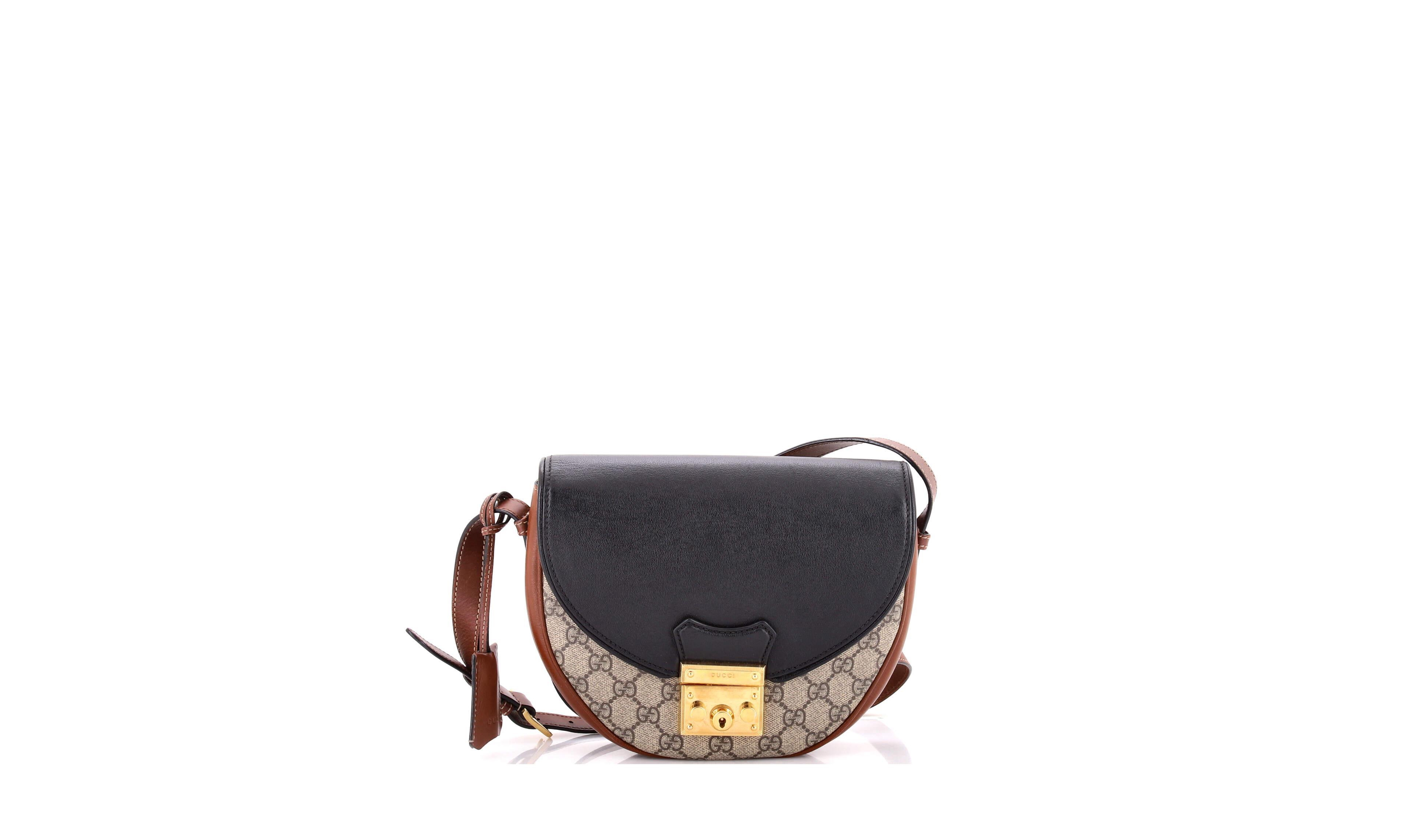 Pre-Owned Gucci Padlock Saddle Gg Coated Canvas and Leather Shoulder Bag