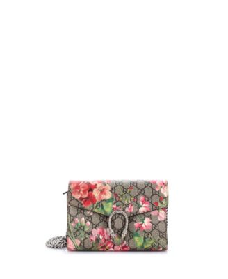 Small Dionysus Chain Wallet Blooms Print GG Coated Canvas