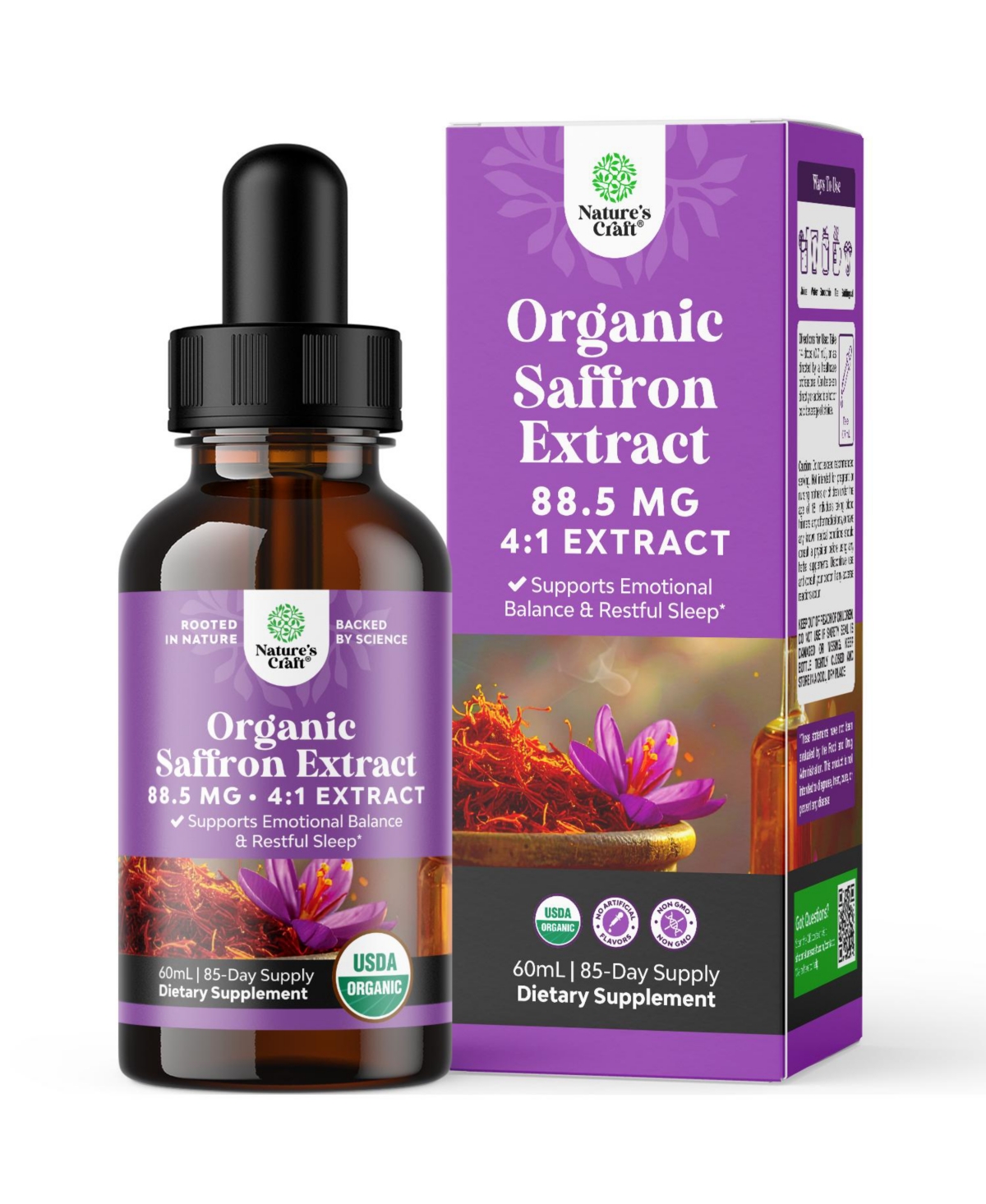 Nature's Craft Saffron Extract Drops 88.5mg Per Serving - Berry Flavor Liquid Saffron Supplement