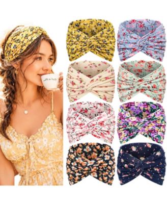Boho Wide Knotted Headband, 8-Piece Set