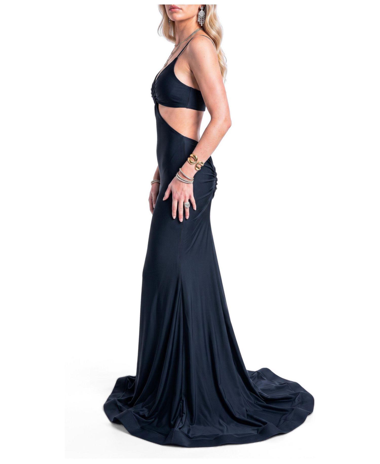 Women's Plunging V-Neckline Cutout Mermaid Gown