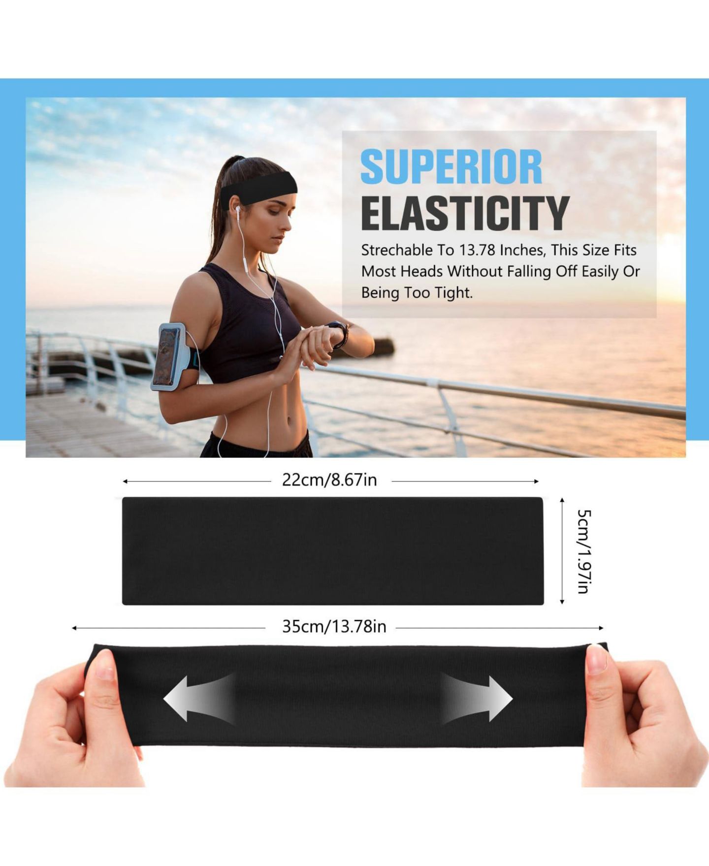 Женские аксессуары для волос Furlihong Stretchy Sport Headbands, 30-Pack, цвет: Чёрный — фото 3