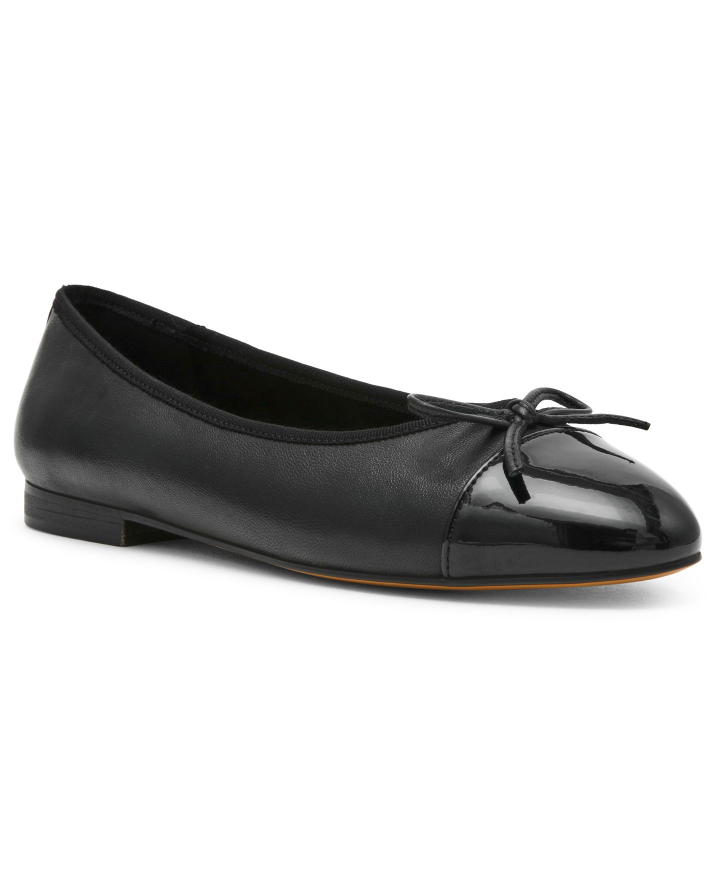 Женские балетки Steve Madden Kit Cap-Toe Leather Ballet Flats, цвет: Чёрный — фото 1