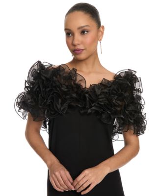 Women's Chandra Organza Ruffle Off-Shoulder Shawl
