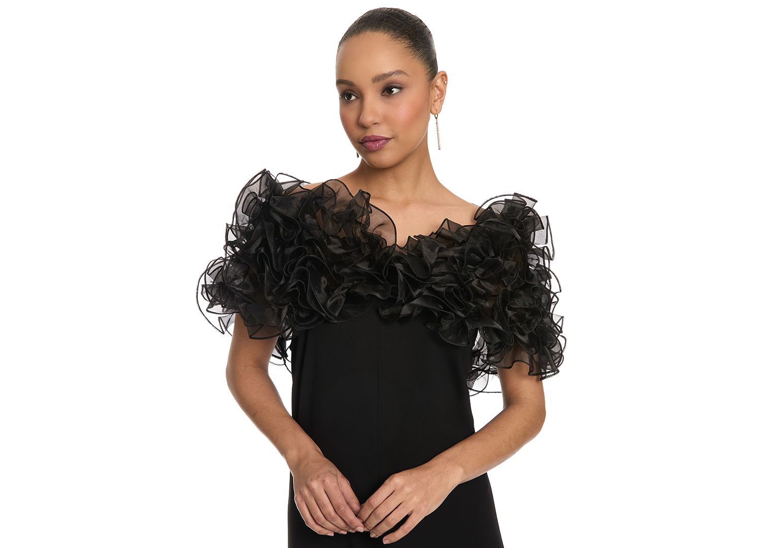 Women's Chandra Organza Ruffle Off-Shoulder Shawl