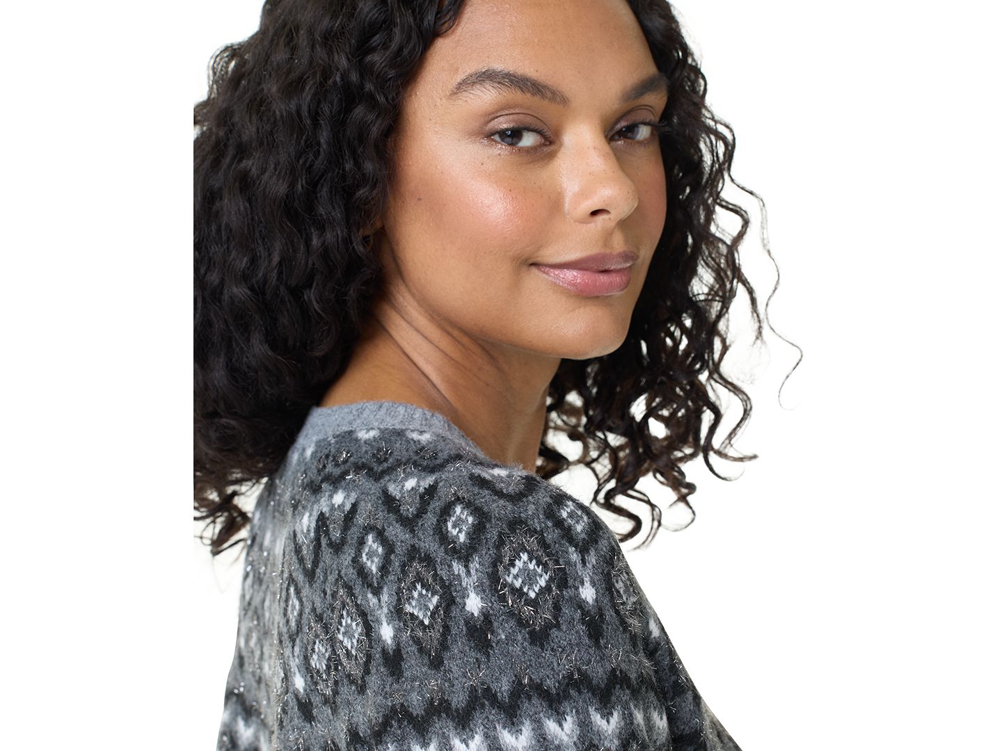 Женский свитер Gloria Vanderbilt Fair Isle Sweat Crewneck Long-Sleeve, цвет: Угольный — фото 3