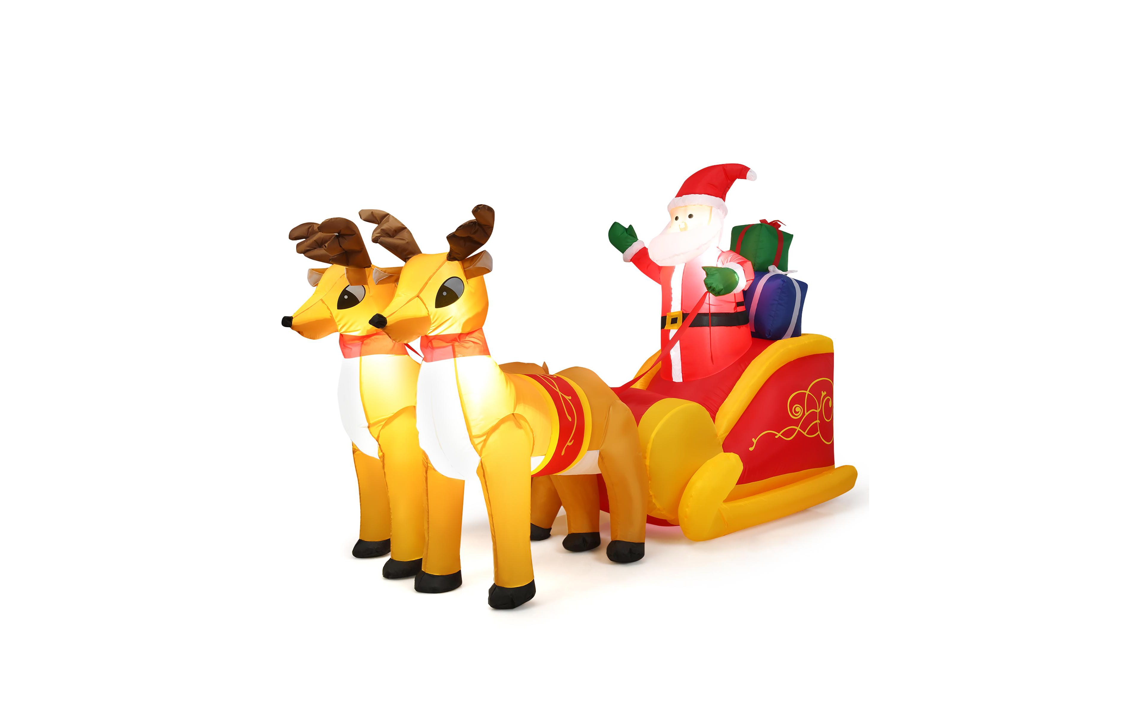 Costway 7.5 Ft Inflatable Santa Double Deer w/Sled Waterproof Christmas Outdoor Decoration