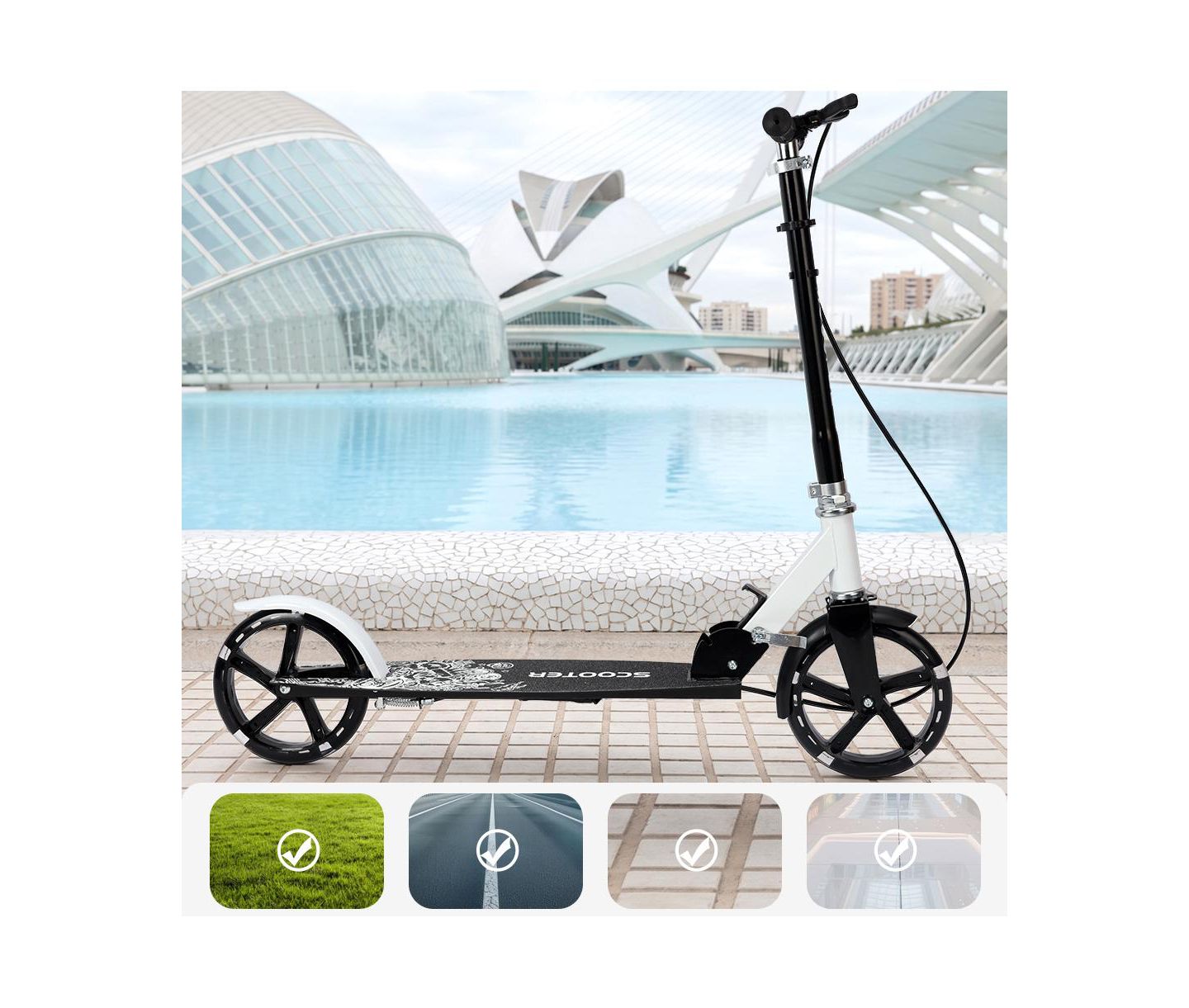 Детская игрушка Bruce & Shark Foldable Kick Scooter with 8" Light-Up Wheels and Dual Brakes, 330 lb Capacity, Ages 3+, цвет: Чёрный — фото 6