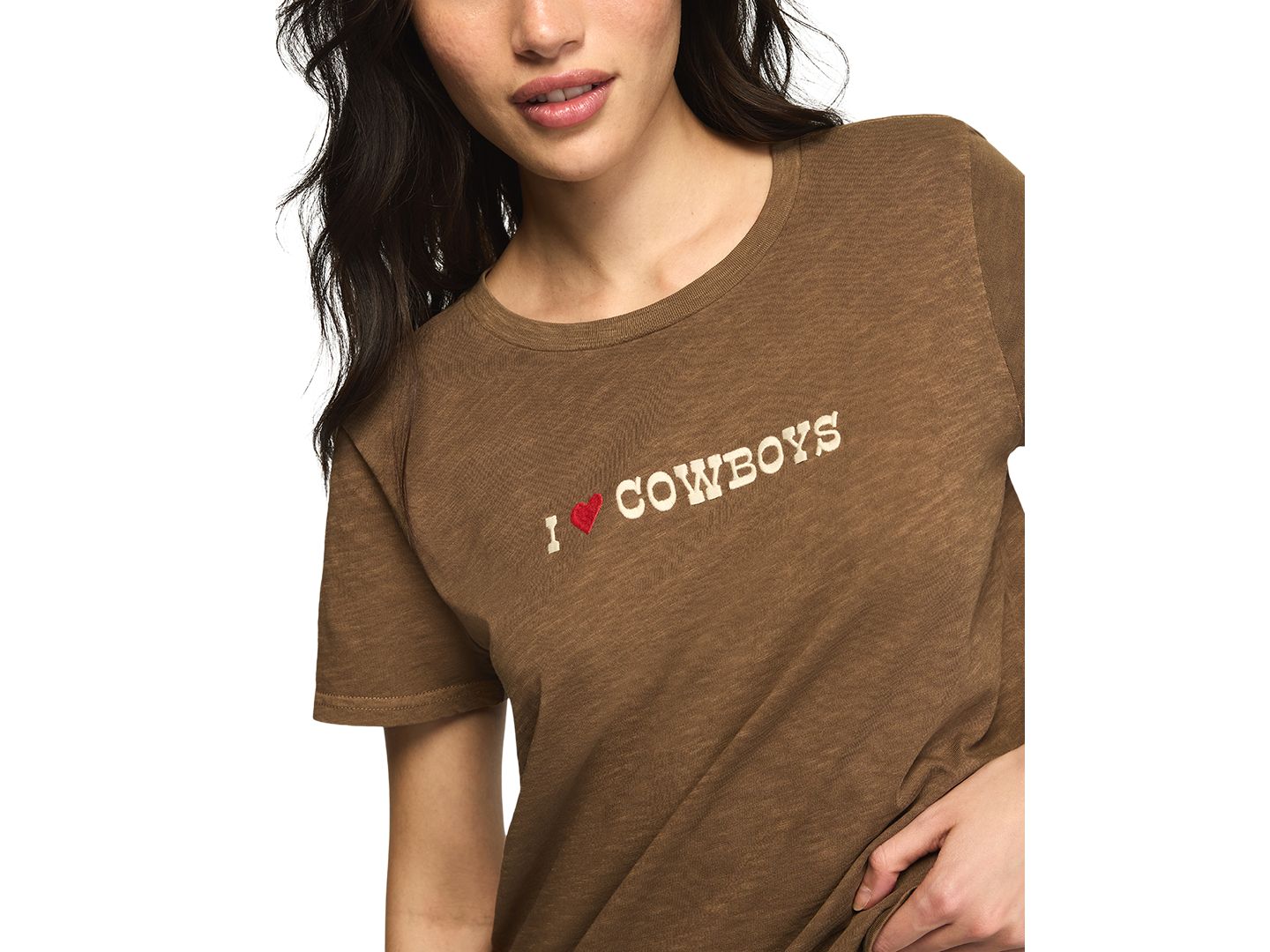 Женская футболка Lucky Brand I Heart Cowboys Classic Crewneck Graphic Western, цвет: Какао — фото 3
