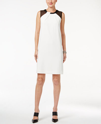 Alfani Faux-Leather-Trim Dress, Only at Macy's
