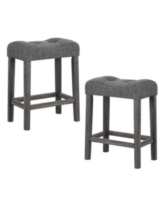 24 in Set of 2 Saddle Bar Stools with Padded Seat