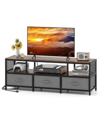 TV Stand for TVs up to 65 Inch with Power Outlets USB Charging