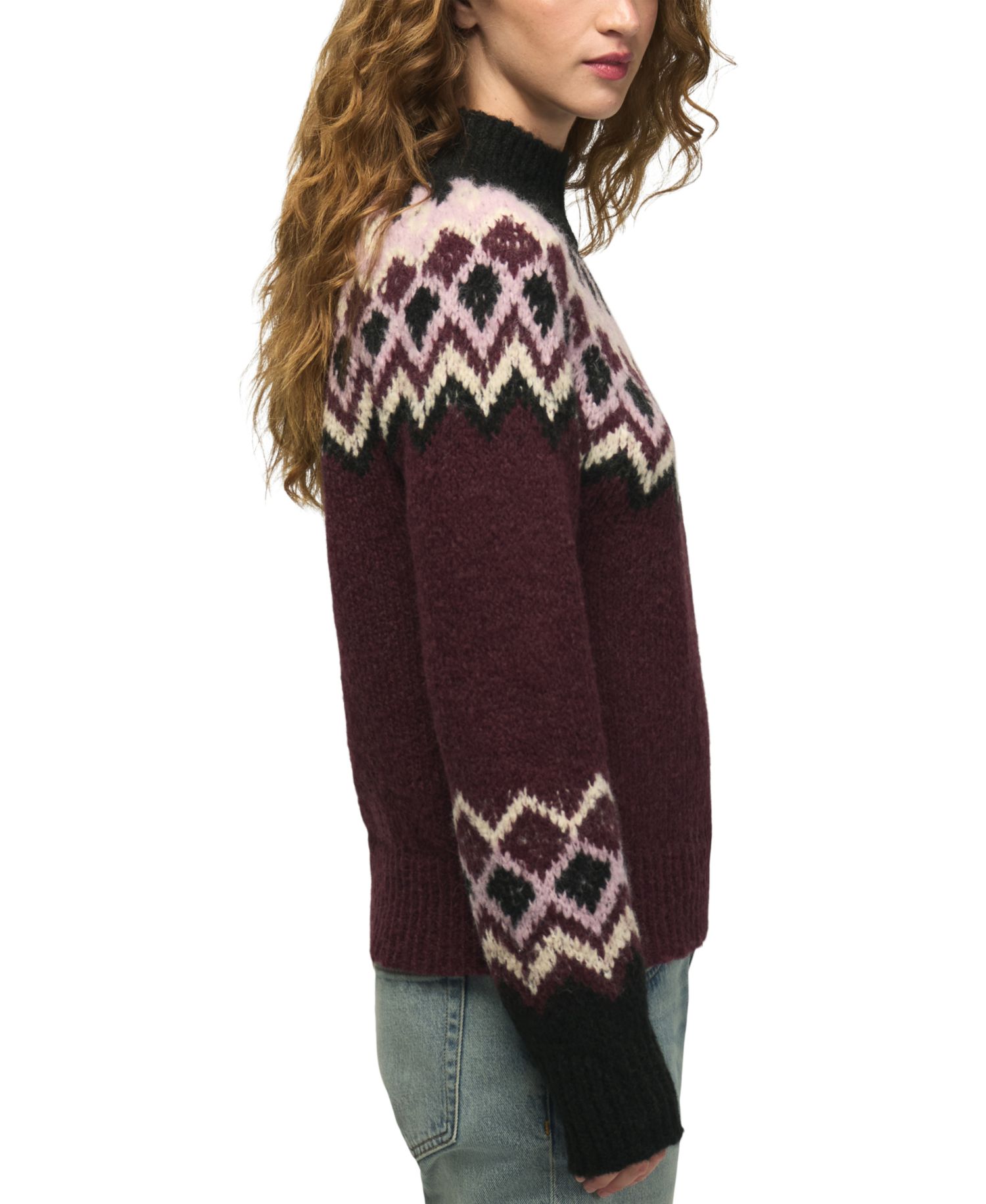 Women's Fair Isle Mock Neck Long-Sleeve Sweater