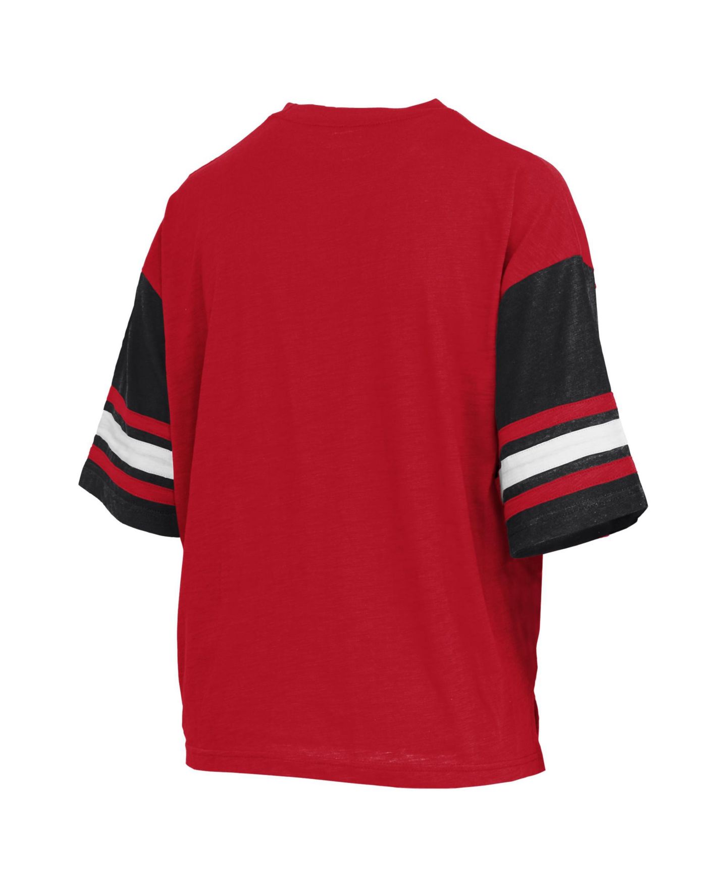 Женская футболка Pressbox Scarlet Ohio State Buckeyes Sunday Colorblock Seal — фото 2