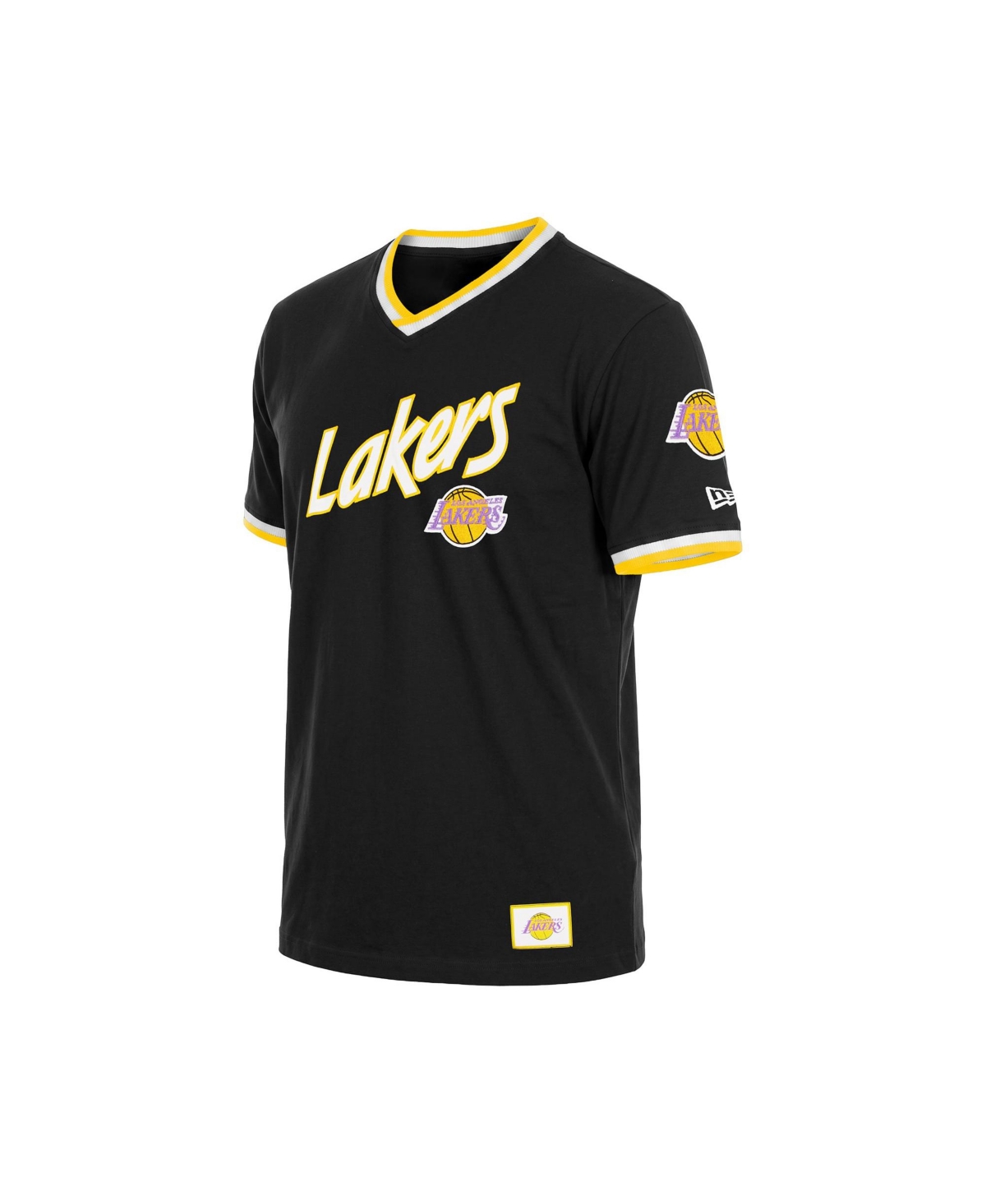 Men's and Women's New Era Black Los Angeles Lakers Sport Classics Capsule V-Neck Fashion Jersey - Black