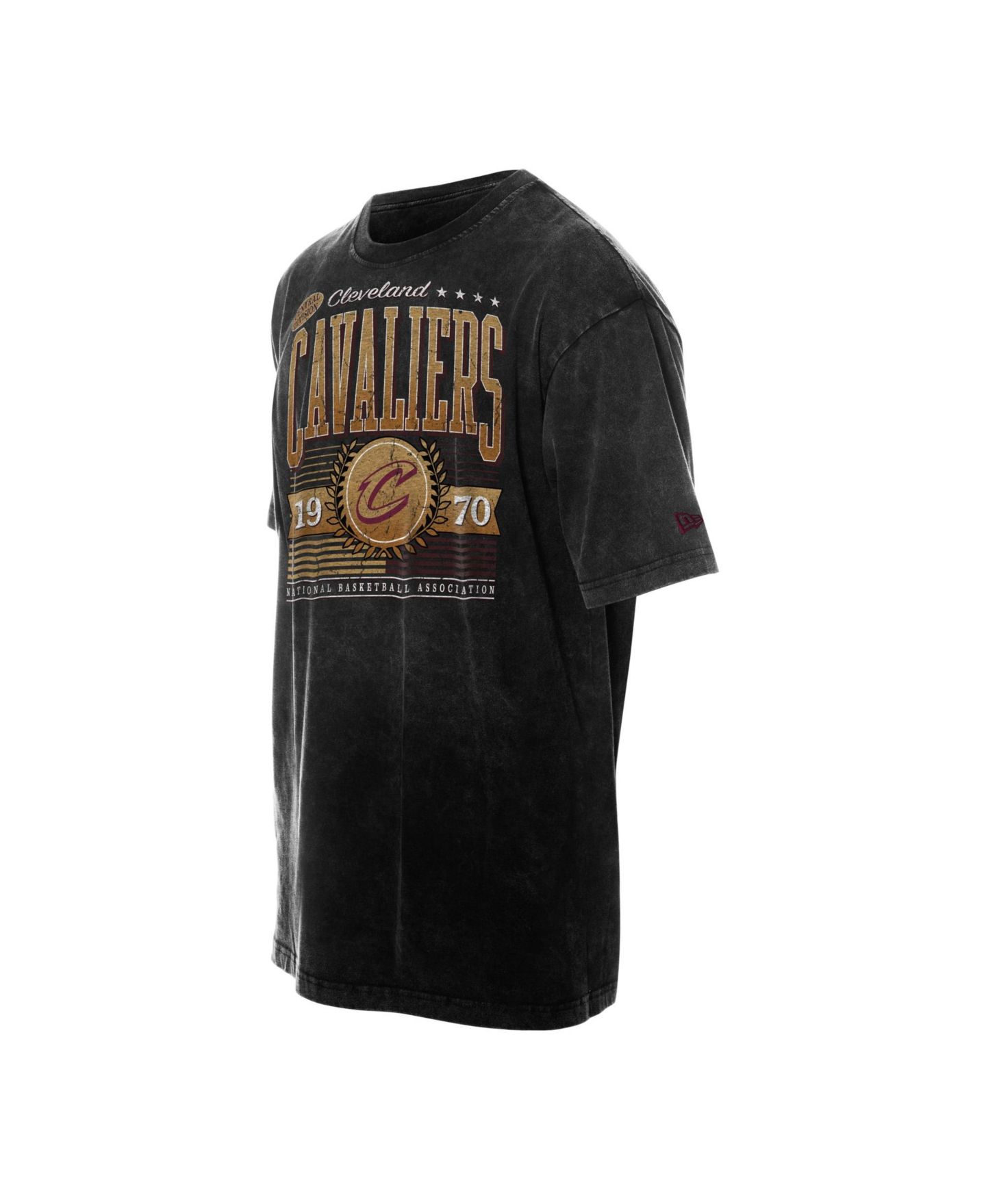 Мужская футболка New Era Black Cleveland Cavaliers Oversized Throwback Collection Mineral Wash — фото 1