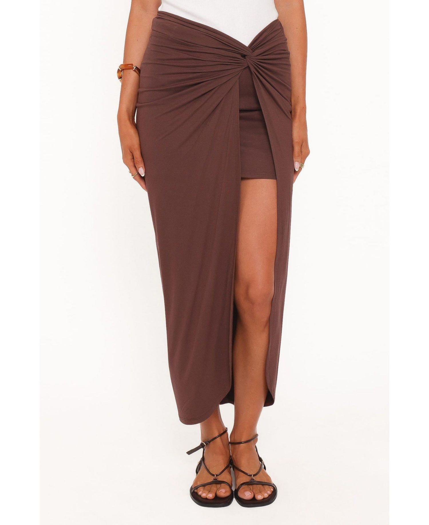 Women's Cassandra High-Waisted Asymmetrical Front-Twist Sarong Skirt