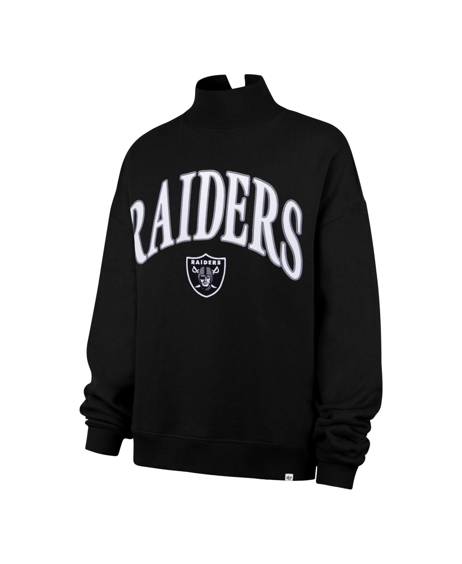 Women's '47 Black Las Vegas Raiders Oversized Vantage Mock Neck Sweatshirt