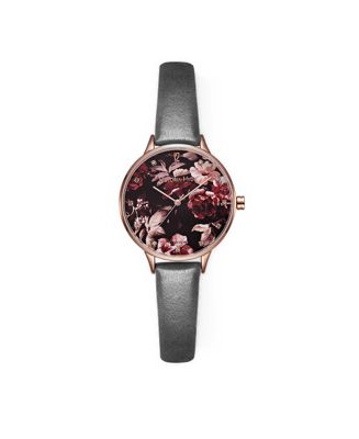 Women's Water-Resistant Crystals Green Park Flower Leather Watch, 36mm