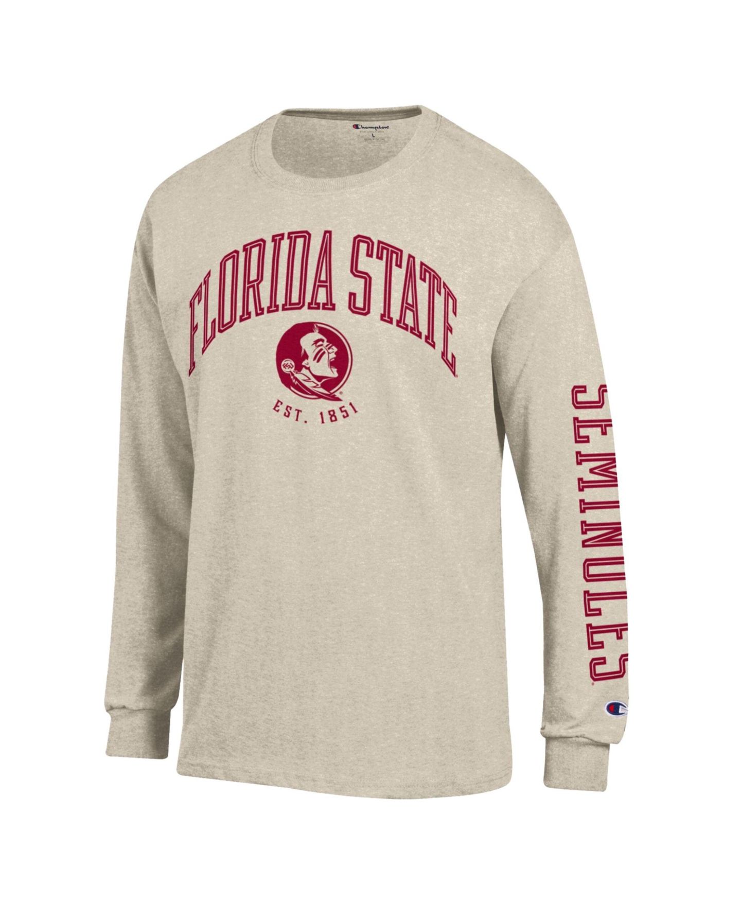 Мужская футболка Champion Heather Oatmeal Florida State Seminoles Neutral Arch Long-Sleeve — фото 3