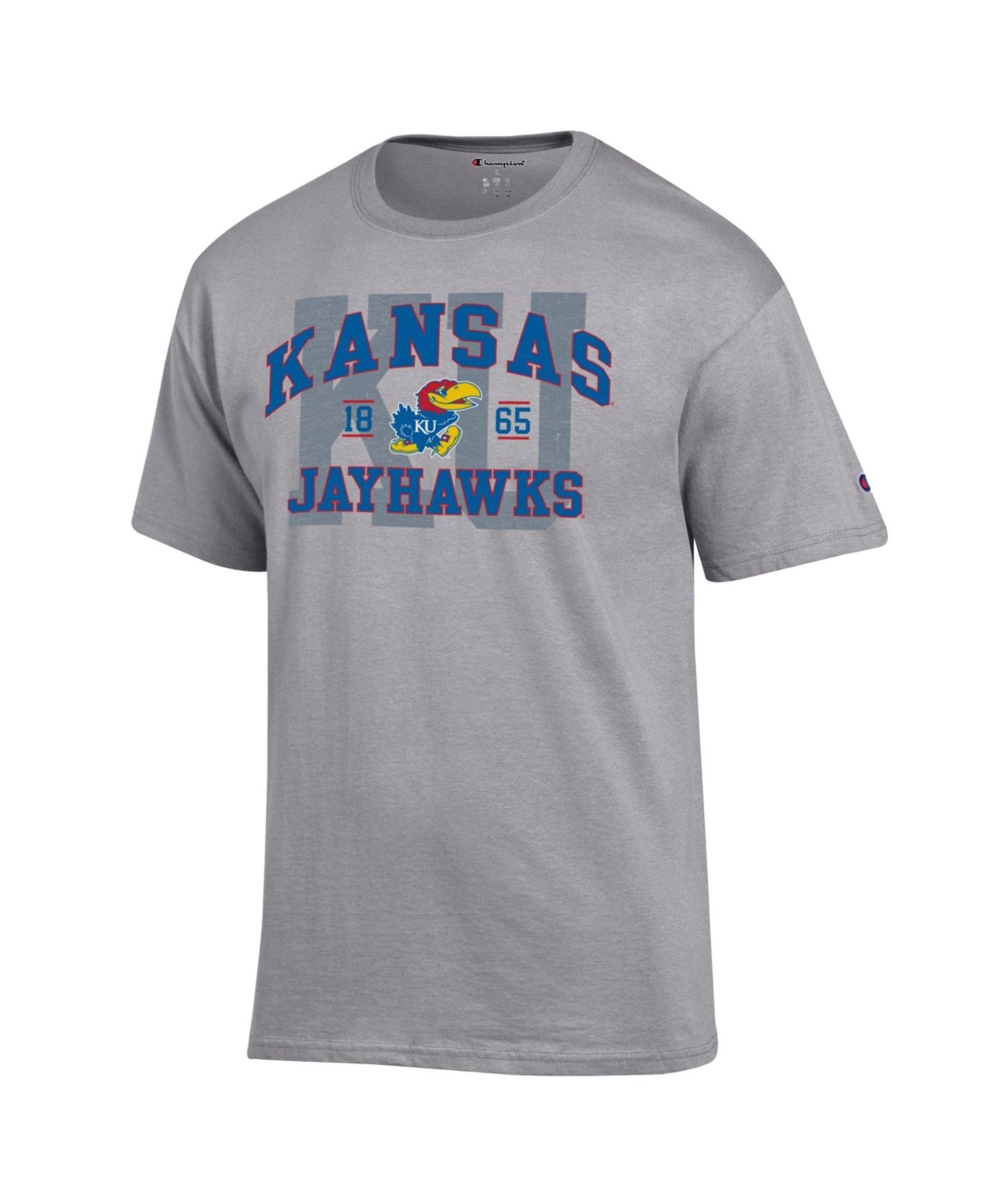 Мужская футболка Champion Heather Gray Kansas Jayhawks Varsity — фото 2