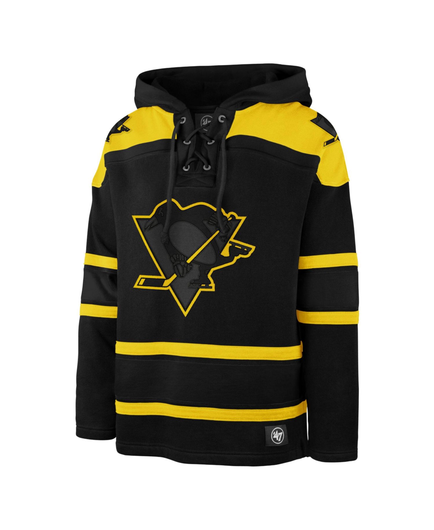 Men's '47 Black Pittsburgh Penguins Fall Color Pop Lacer Hoodie