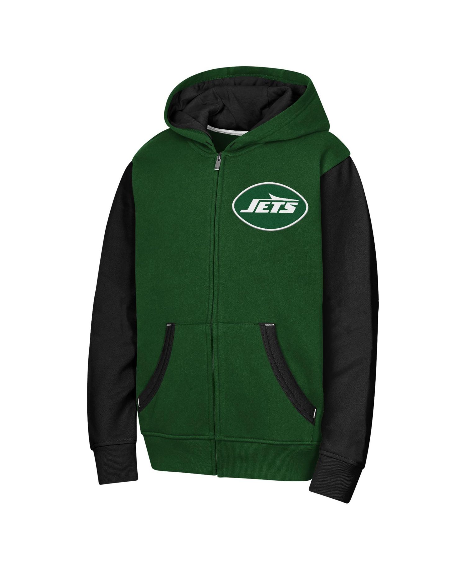 Big Boys and Girls Green New York Jets Stadium Colorblock Full-Zip Hoodie