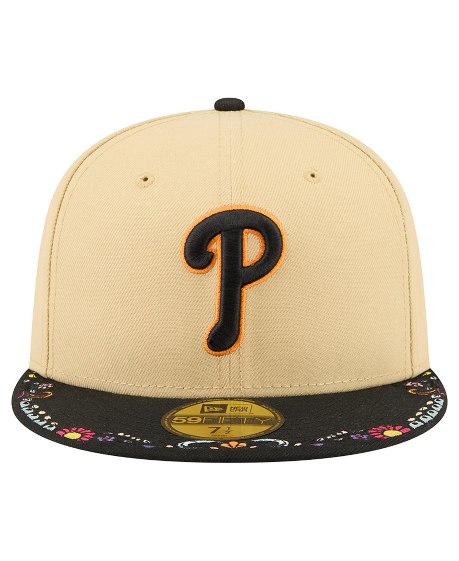 Men's Light Beige Philadelphia Phillies Two-Tone Embroidered Visor 59FIFTY Fitted Hat