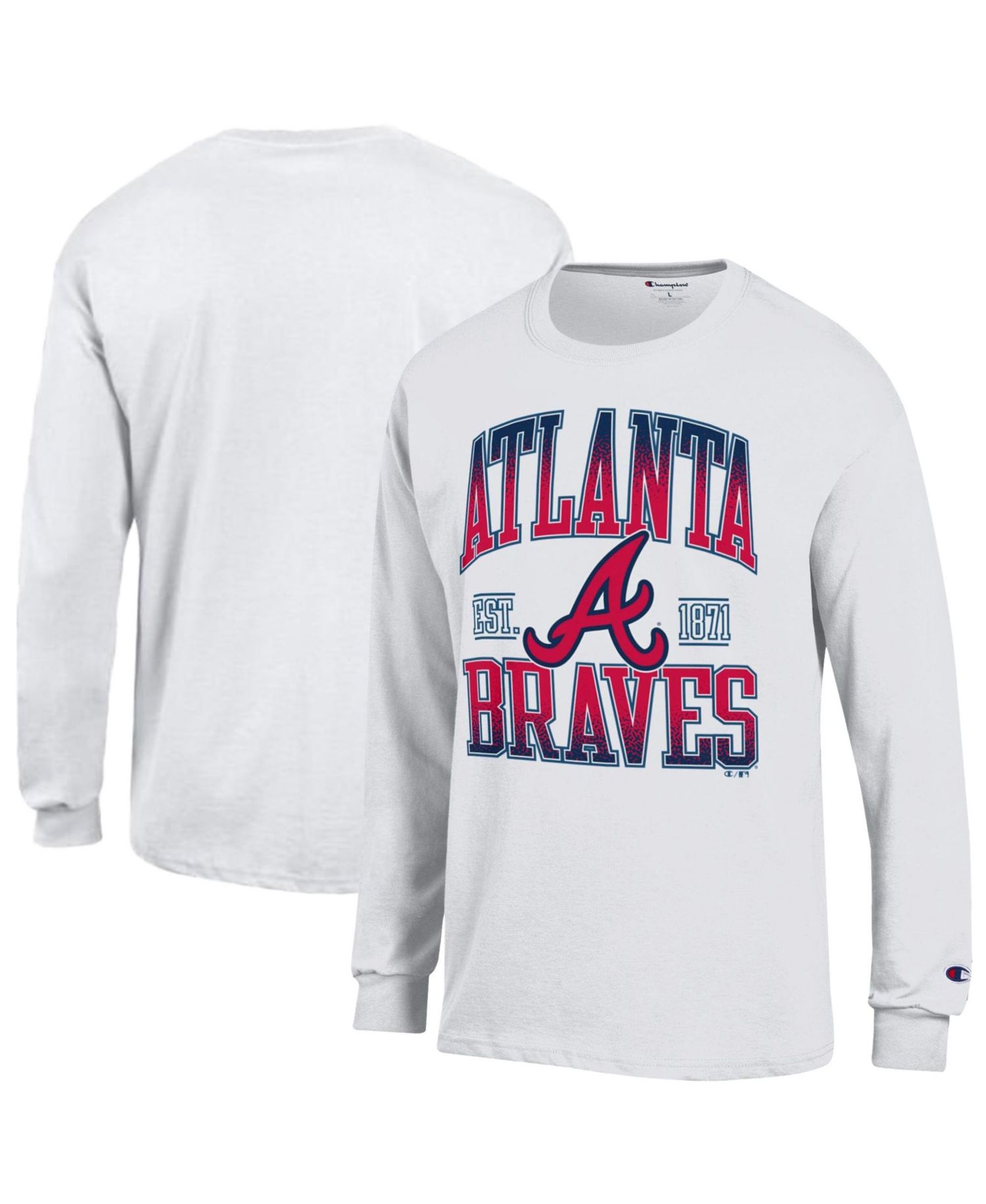 Men's White Atlanta Braves Jersey Long Sleeve T-Shirt