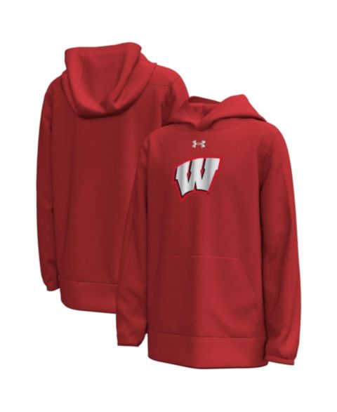 Детское худи Under Armour Red Wisconsin Badgers 2026 Lambeau Field Collection Metallic Logo Fleece