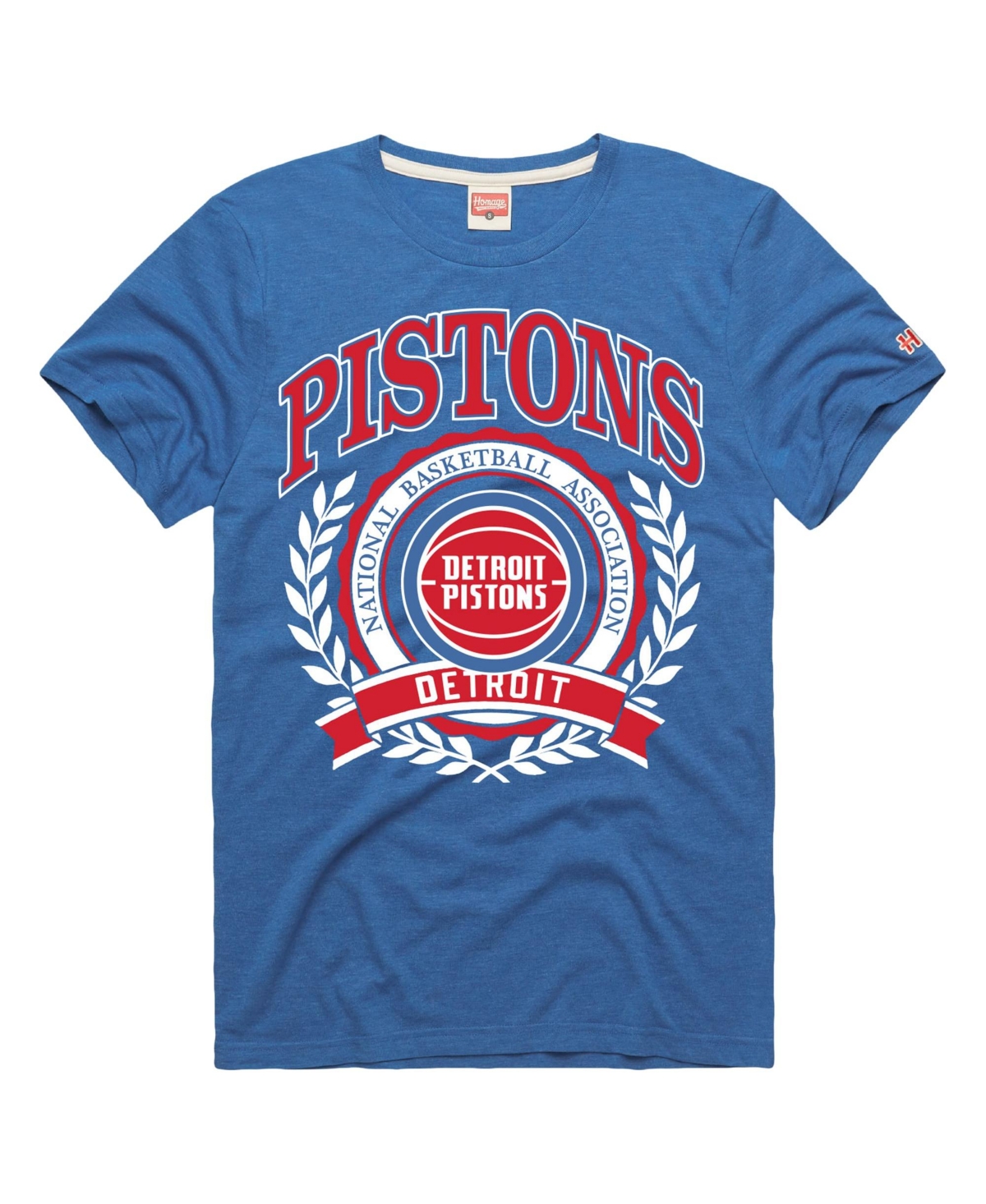 Men's and Women's Homage Blue Detroit Pistons Crest Tri-Blend T-Shirt