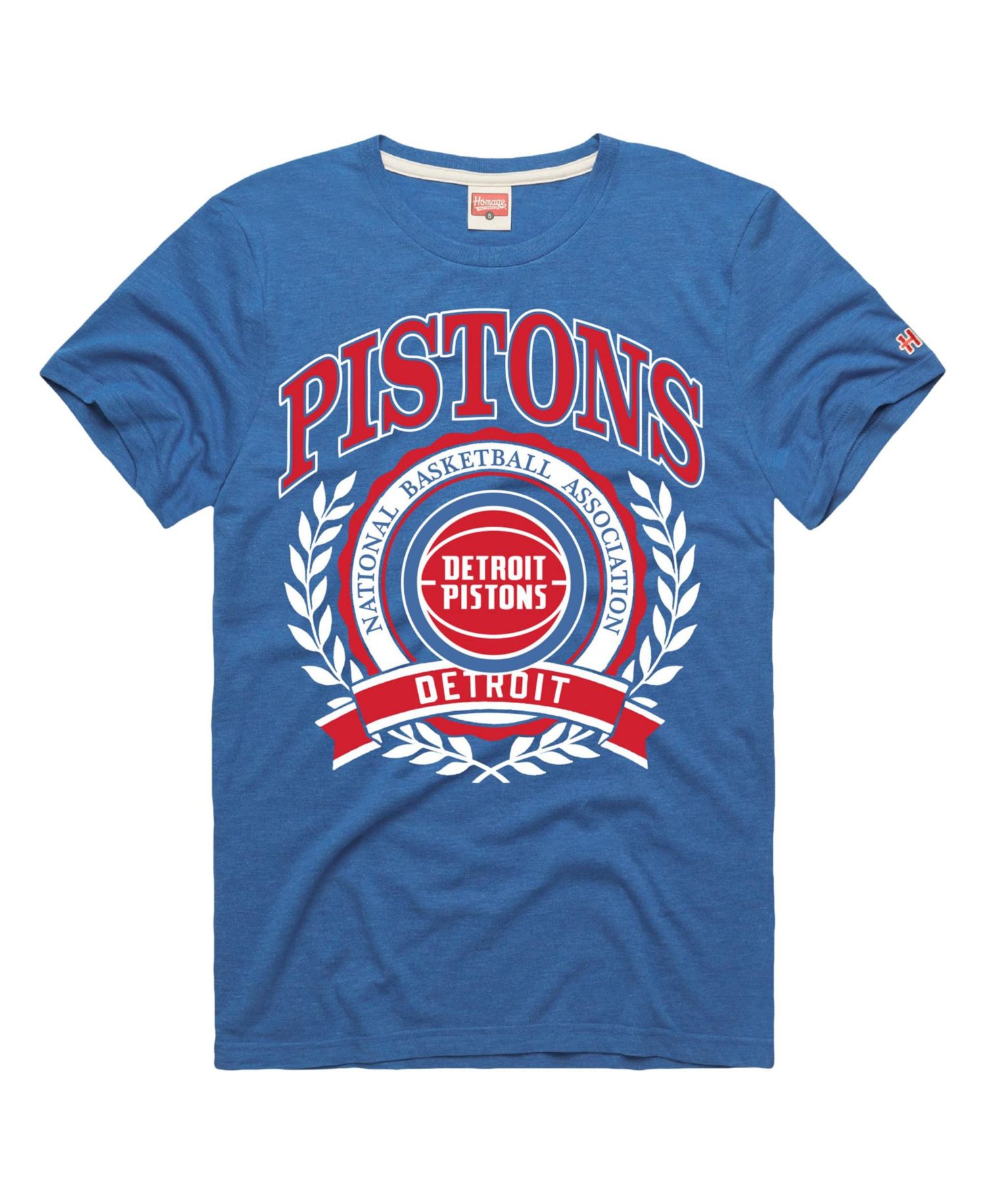 Men's and Women's Blue Detroit Pistons Crest Tri-Blend T-Shirt