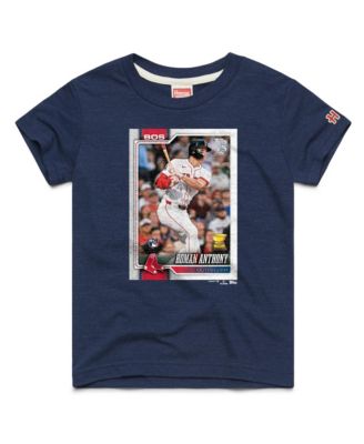 Big Boys and Girls Roman Anthony Navy Boston Red Sox Topps Baseball Card Tri-Blend T-Shirt