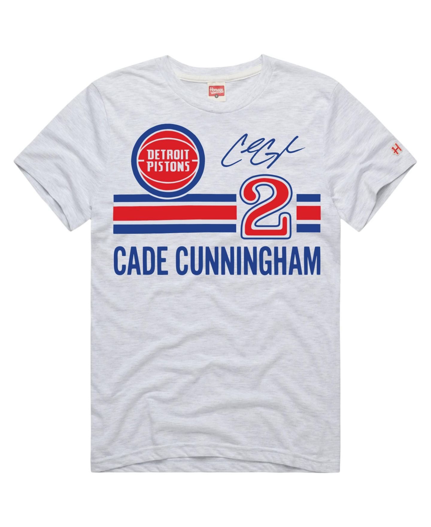 Футболка Homage Cade Cunningham Ash Detroit Pistons Jersey Remix Tri-Blend — фото 1